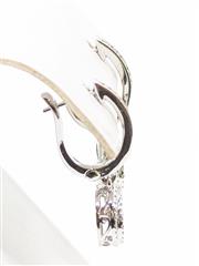 10k 4.3g White Gold Diamond Huggie Dangle Illusion Iris Eye Unique Earrings